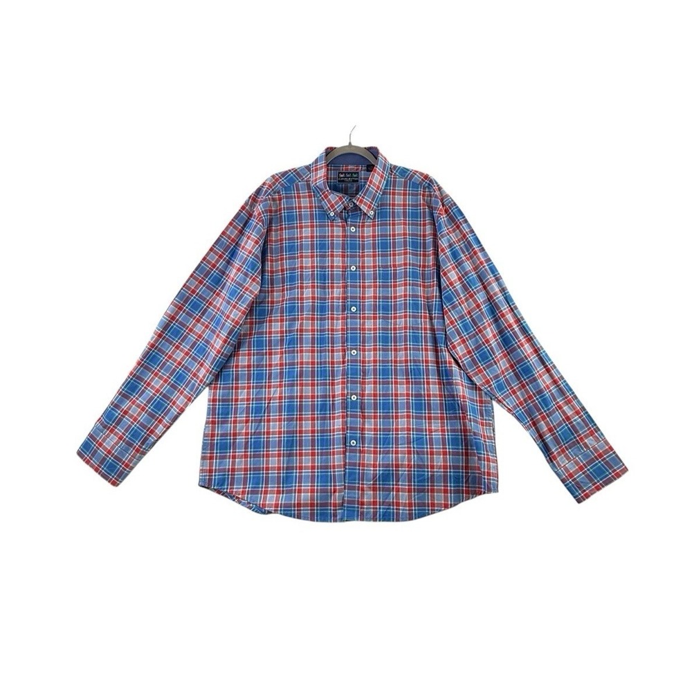 Charleston Threads Mens Long Sleeve Shirt XXL‎ Red/Blue/White Plaid Button Down